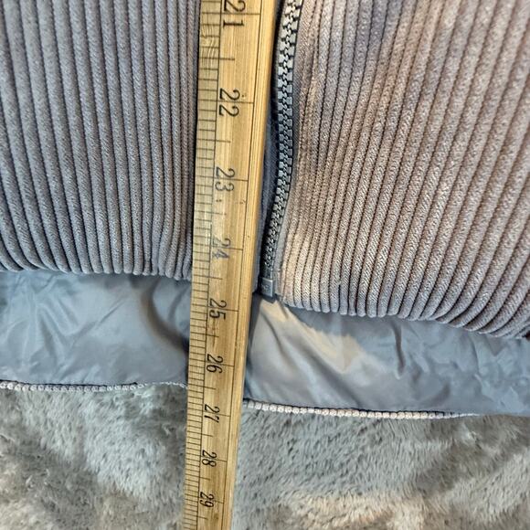 Sam Edelman Gray Quilted Corduroy Puffer Jacket Coat Hood Women's M Medium - Picture 14 of 15